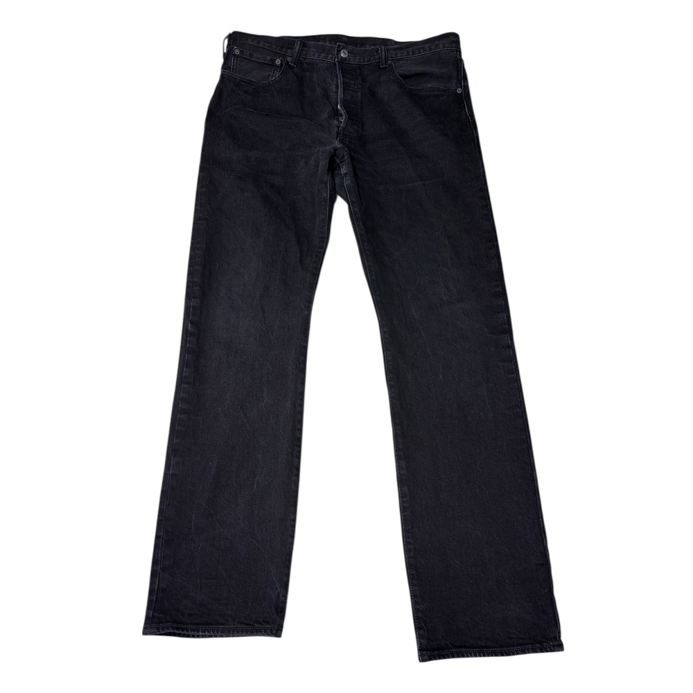 Levi Strauss 501 Black Button Fly Straight Leg Jeans Mens W38 L34